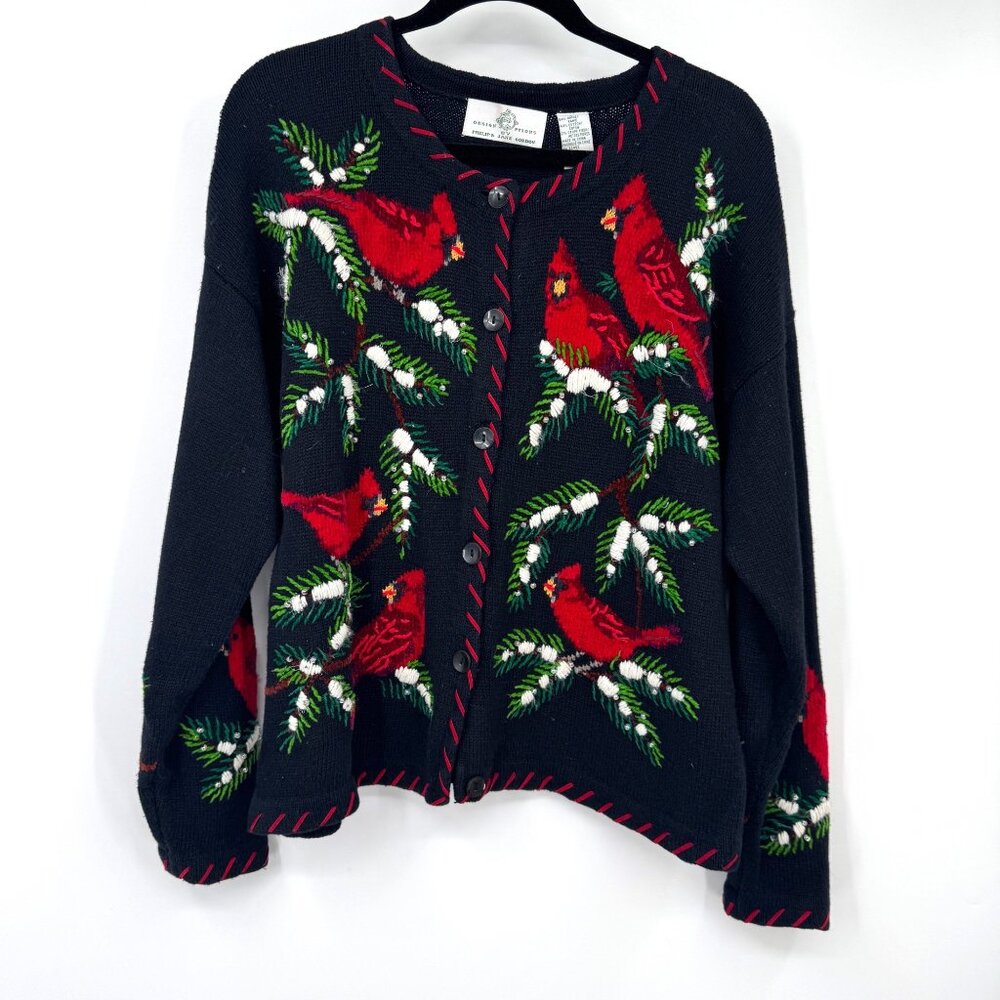 Design Options Cardinal Bird Philip Jane Gordon Sweater Cardigan woman's  size L